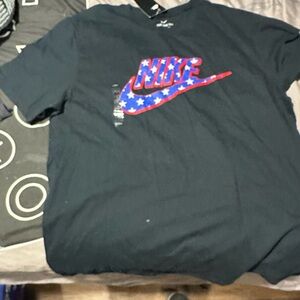 Brand New!!Nike Men's Black Tee with Red and Blue Star Logo